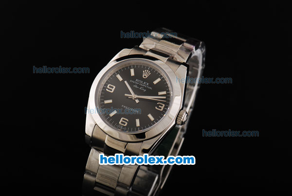 Rolex Air King Automatic Movement Full Steel with Black Dial and White Stick Markers - Click Image to Close